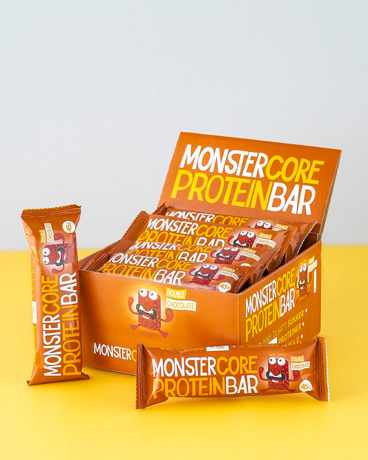 Monster Core Protein Bar - Double Chocolate 16x45g - ESKE med 16 proteinbarer