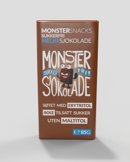 Monster Lavkarbo Belgisk Melkesjokolade - UTEN MALTITOL - SINGEL 85g